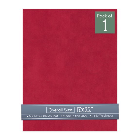 Red Suede 17x22 Uncut Art Mat Board - No Opening - 1 Mat
