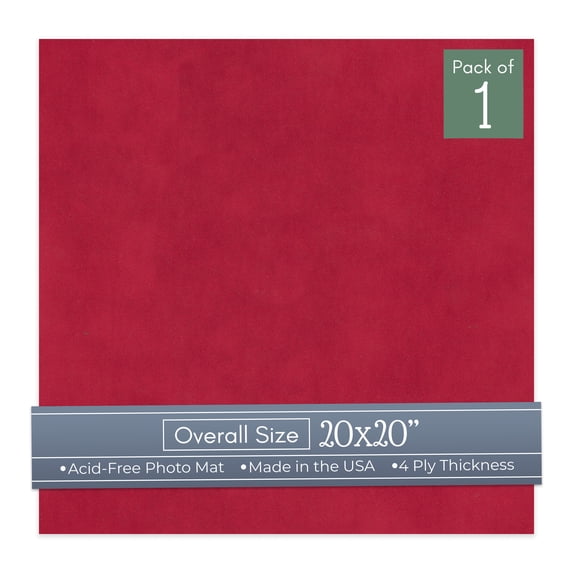Red Suede 20x20 Uncut Art Mat Board - No Opening - 1 Mat