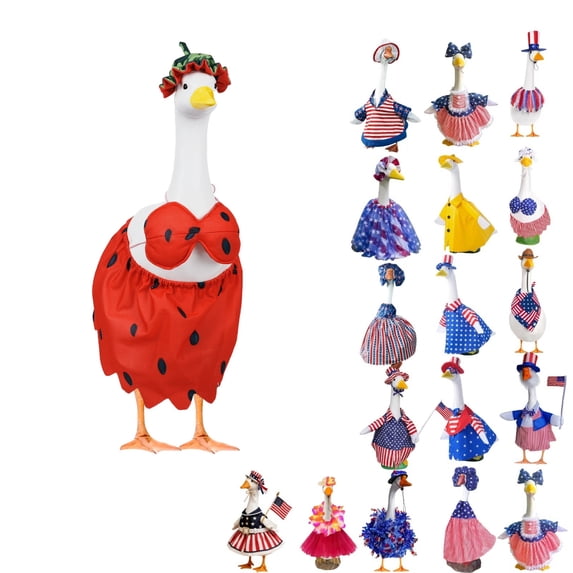 Red Summer Porch Goose Outfits Set, Includes Goggles, Shorts and Swimming Ring Bikini Goose Porch Clothing for Outdoor Swimming Pool Garden Yard Patio Lawn Statue(23 Inches)