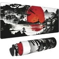 thumbnail image 1 of Red Sun Japanese Ink Painting Gaming Mouse Pad 31.5x11.8inch, Non-Slip Computer Mouse Pad Waterproof Keyboard Pad, 1 of 6