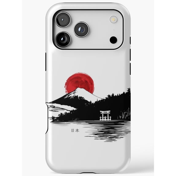 Red Sun, Mount Fuji and Torii Gate Tough Case for Apple iPhone, Dual ...