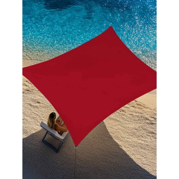 Red Sun Shade Sail 8' x 10', Solid Color Rectangle Outdoor Sunshade Canopy, Waterproof UV Block Patio Covers for Garden Yard Beach