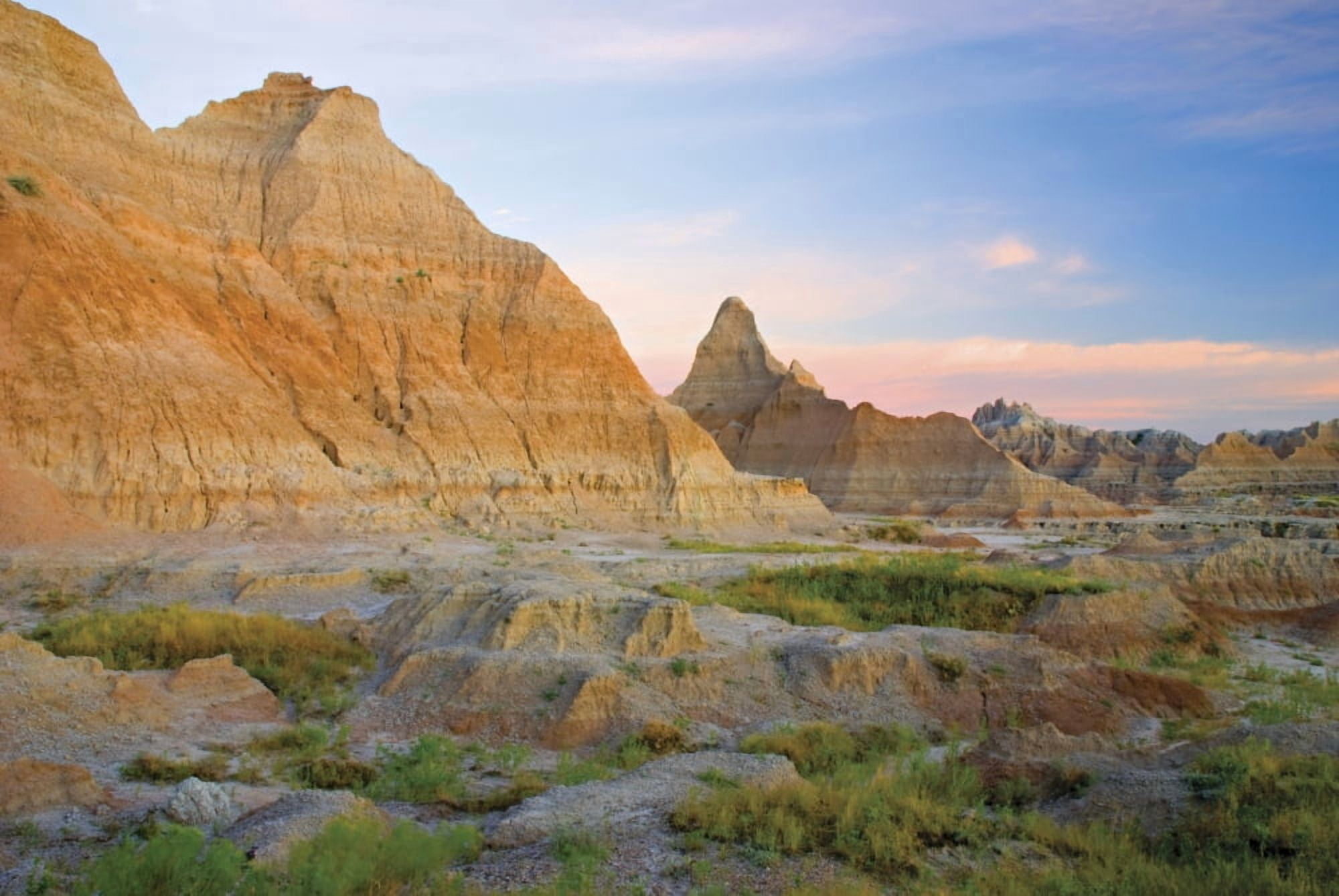 Red Sunrise On The Hills Of Badlands National Park South Dakota United States of America Canvas Art - Philippe Widling Design Pics (19 x 12)
