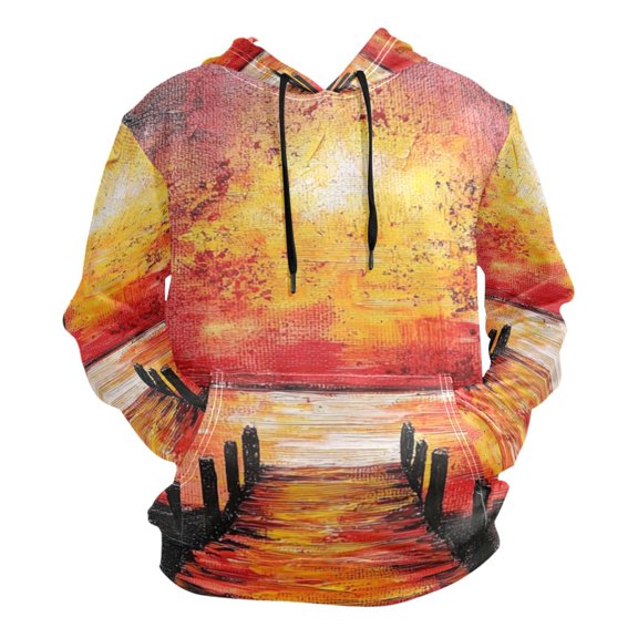 Red Sunset Oil Painting Men’s Hoodies Sweatshirt Fleece Jackets Long Sleeve Sweatshirts