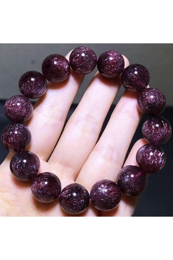 Red Super Seven Crystal Bracelet,Healing Crystal Raw Super Seven Mineral Bracelet,14MM Beads