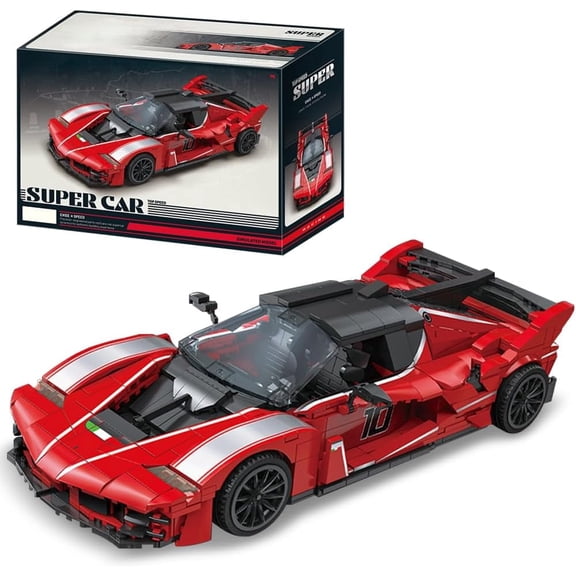 Red Supercar Building Block Toy, 1047 Pieces MOC Car, Adult Display and Collection Racing Car, Sports Car Gift Toy