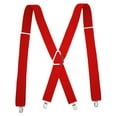 thumbnail image 1 of Red Suspenders for Men Adjustable X Back Men's Women's Costume Tuxedo Dress Suspenders with Strong Clips, 1 of 5