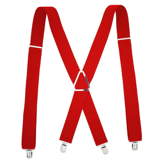 Red Suspenders for Men Adjustable X Back Men's Women's Costume Tuxedo Dress Suspenders with Strong Clips