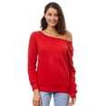 thumbnail image 1 of Red Sweater for Women Sweatshirt S M L XL 2XL Oversize Sweatshirt Off the Shoulder Plus Size Sweater Casual Plain, 1 of 3