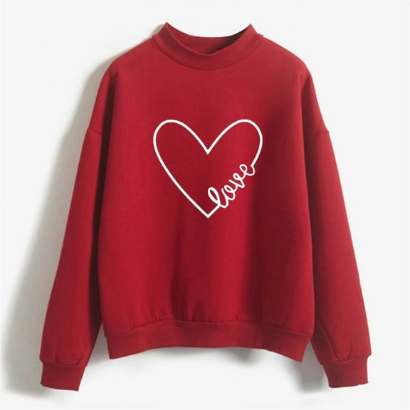 Red Sweaters for Women Autumn Winter O Neck Solid Color Prints Long Sleeve Pullover Sweatshirt Womens Fall Fashion 2025