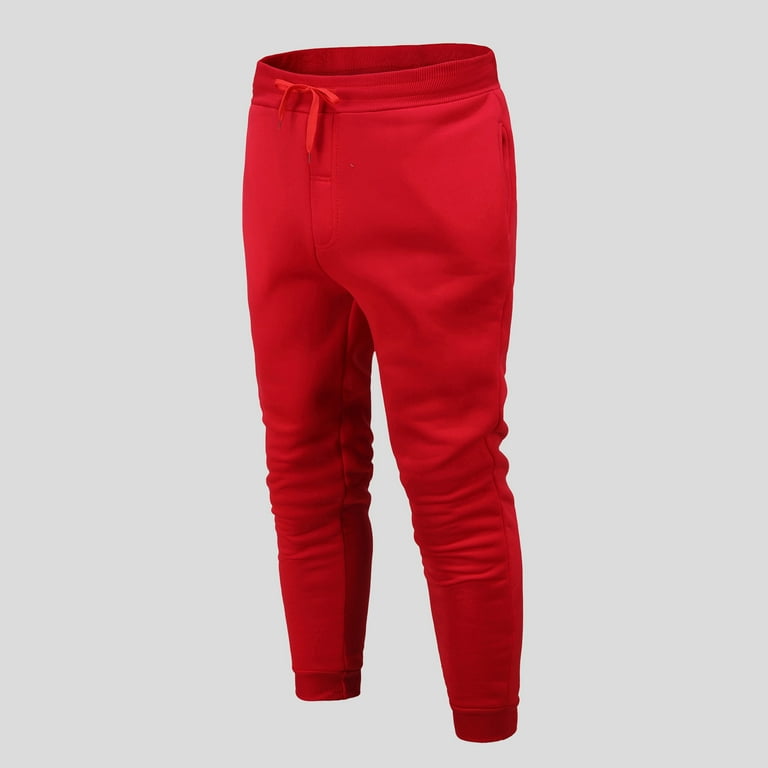 Red Sweatpants For Men Mens Autumn And Winter High Street Fashion Leisure  Loose Sports Running Solid Color Lace Up Pants Sweater Pants Trousers 