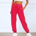 thumbnail image 1 of Red Sweatpants Women Mens Pants Casual Solid Color Track Cuff Workout Pants with Pocket, 1 of 1