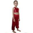 thumbnail image 1 of Red Sweatpants Women Sequins Paillette Pants 90s Hop Mardi Gras Pants Girls Softball Pants 11-12 Years, 1 of 4