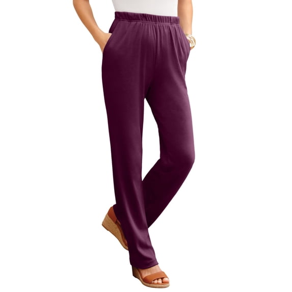 Red Sweatpants Women's Pockets Elastic Waist Straight Solid Color Casual Pants Pants Fashion Clothing