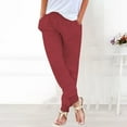 thumbnail image 1 of Red Sweatpants Womens Elastic Waist Pants Casual Trousers with Pockets Fashion Clothing, 1 of 6