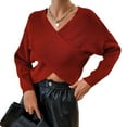 thumbnail image 1 of Red Sweatshirt for Women'S Autumn and Winter Fasion Off The Shoulder Long Sleeve Sleeve One Word Collar Sweater Knitted Solid Color Womens Fall Tops, 1 of 4