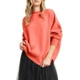 thumbnail image 1 of Red Sweatshirt for Women's Round Neck Batwing Sleeve Oversized Side Slit Ribbed Pullover Sweater Top Women Fall Clothes, 1 of 5