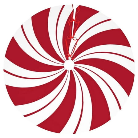 Red Swirl Christmas Tree Skirt Sweet Candy Cane Red And White Ornaments Home Party Decoration