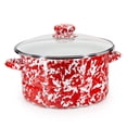 thumbnail image 1 of Red Swirl Pattern 6 qt Stock Pot Golden Rabbit Enamelware, 1 of 4