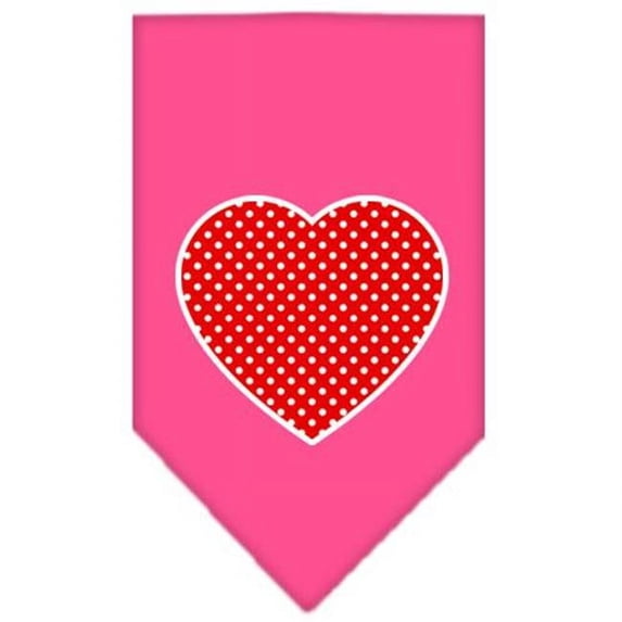 Red Swiss Dot Heart Screen Print Bandana Bright Pink Small