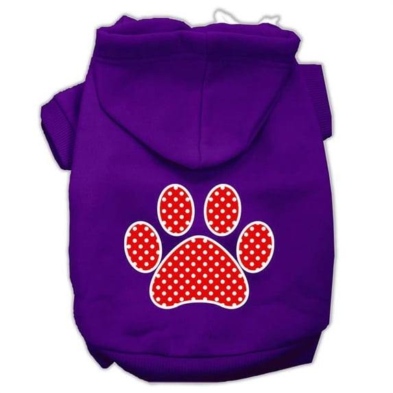 Red Swiss Dot Paw Screen Print Pet Hoodies, Purple - Extra Large