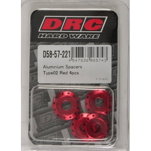 Red Sz 4 Pack DRC M6 18mm Type 02 Flat Aluminum Spacers