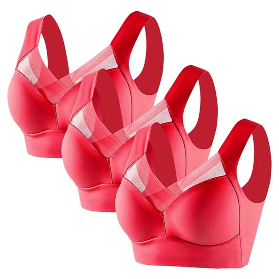 Red T Shirts for Women Comfort Lightweight Wireless Bras Correcting Bra for Seniors Plus Size Full Coverage Soft Everyday Bra Fashion Clothing