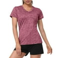 thumbnail image 1 of Red T Shirts for Women V Neck Short Sleeve Moisture Wicking Athletic Shirts Sport Activewear Top Going Out Tops for Women, 1 of 6