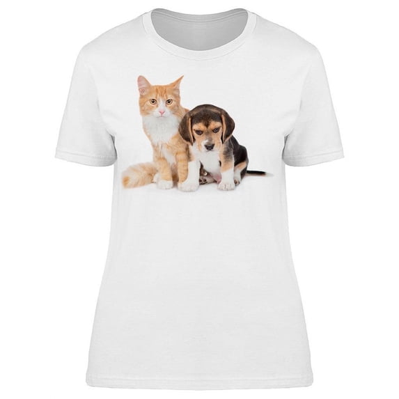 Red Tabby Cat With Beagle T-Shirt Women -Image by Shutterstock, Female Large
