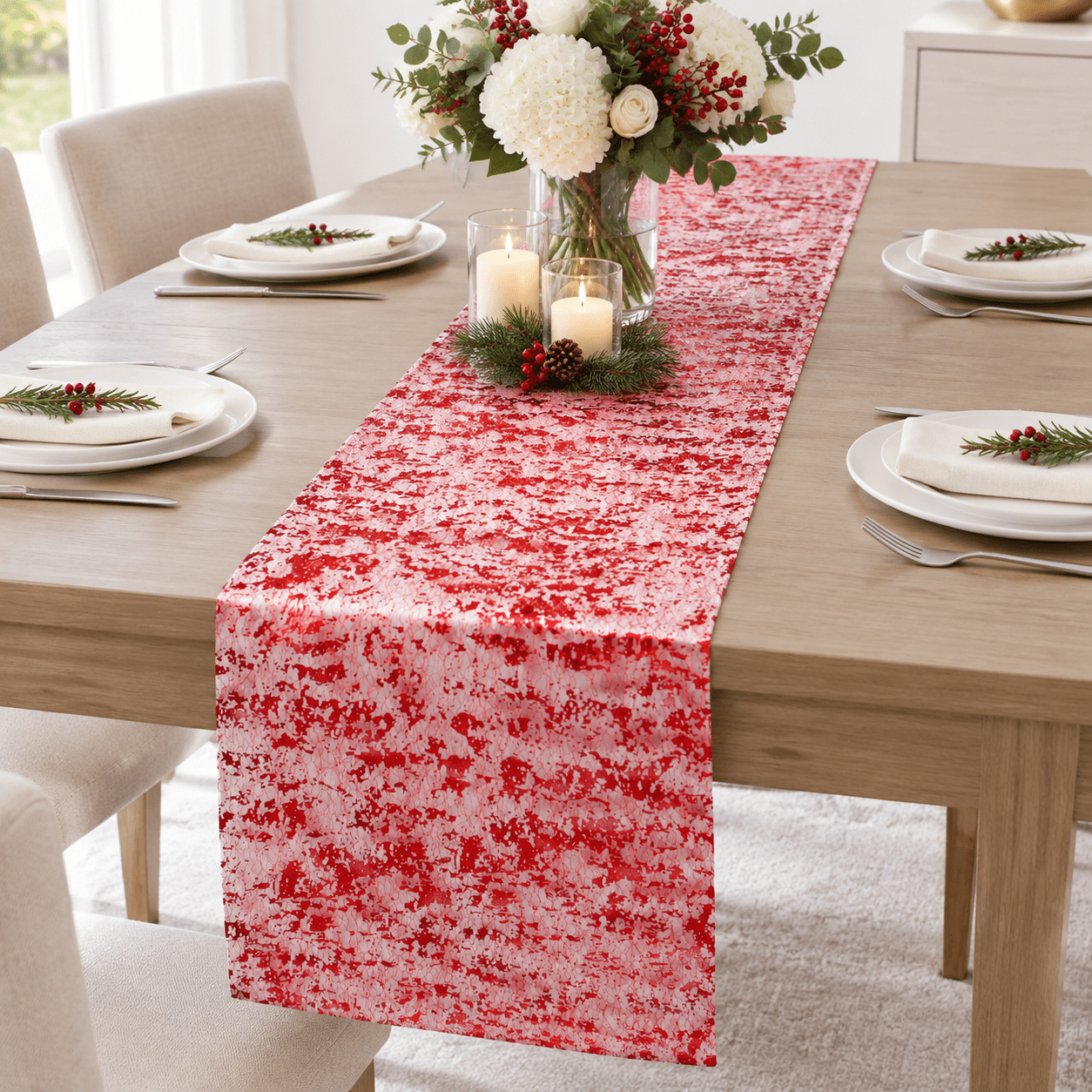 Red Table Runner Glitter Metallic Foil Roll 100 Feet Sparkle Decor ...