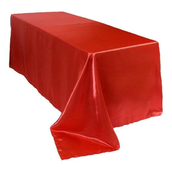Red Tablecloth 90x132 Inch - Rectangle Table Linens for 6ft Tables - Shiny Party Tablecloth - Wedding Banquet Event Decor