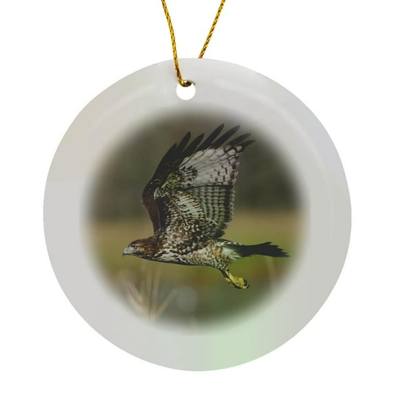 3drose, Red-tail Hawk, Circle Porcelain Ornament