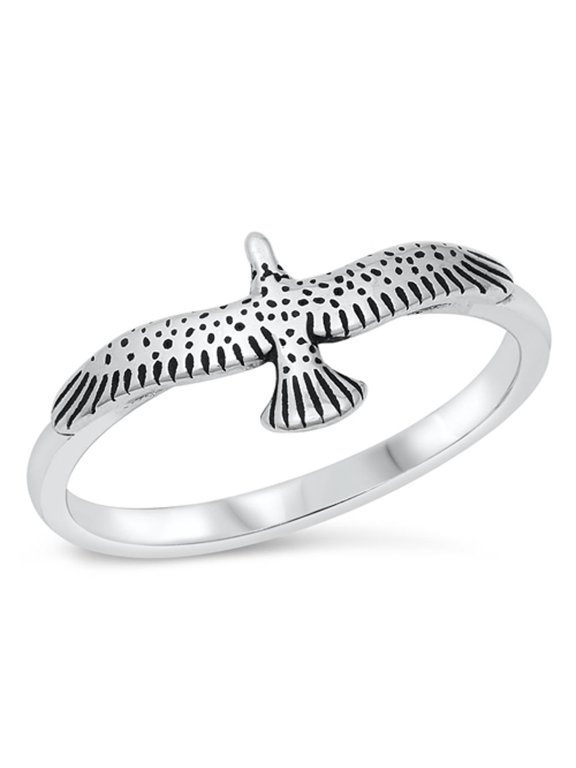 Red Tail Hawk Falcon Ring .925 Sterling Silver Band Jewelry Female Male Unisex Size 7