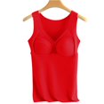 thumbnail image 1 of Red Tank Tops for Women V Neck Bodysuit with In Bra Cups for Support, 1 of 6