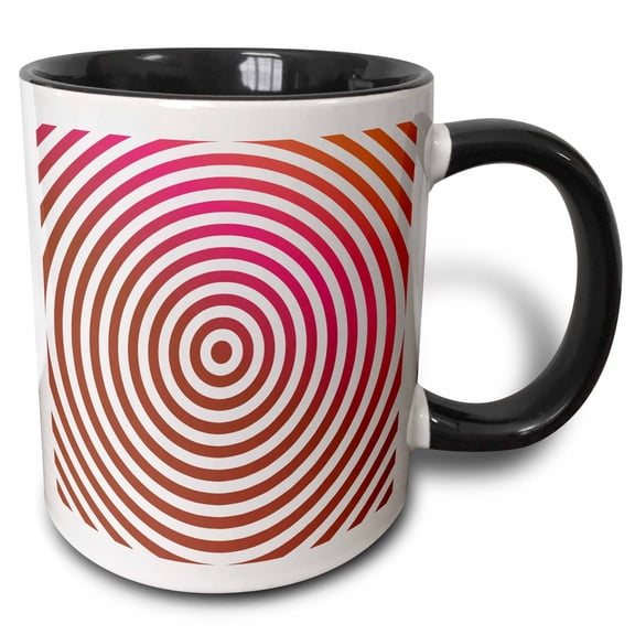 3drose, Red Target - Abstract Design from Concentric Rings, 11oz Two-tone Black Mug