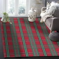 thumbnail image 1 of Red Tartan Abstract Area Rugs, Vintage Green Stripes Geometric Print Rug, Minimalist Art Soft Washable Christmas Carpet For Kids Living Room Study Bedroom Office Corridor 2 x 3ft, 1 of 6