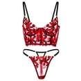 thumbnail image 1 of Red Tartan Flower Lingerie Set (RED, S), 1 of 6