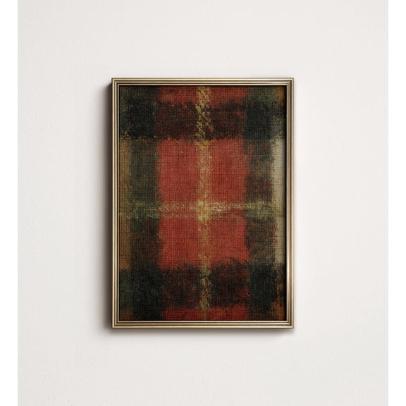 Red Tartan Plaid Wall Art, Scottish Heritage Tweed, Rustic Highland Country Home Decor 10-174 Poster, UNFRAMED