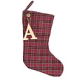 thumbnail image 1 of Red Tartan Quilted Stocking with Personalized Letter S Charm by Marilee Home, 1 of 7