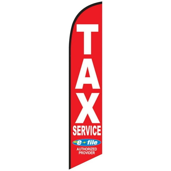 Red Tax Service E-File Outdoor Advertising Feather Banner Swooper Flag Sign, Replacement Flag Only