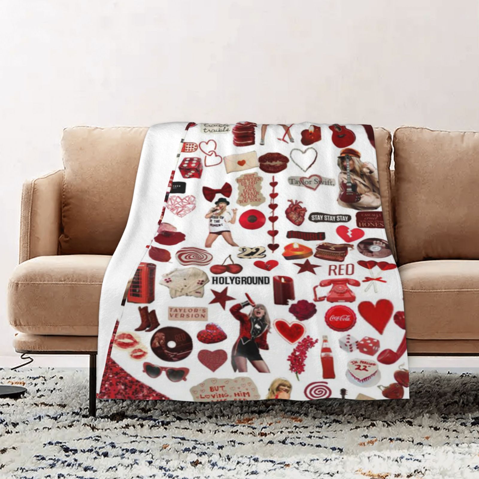 Red Taylor Swift Blanket Soft Fuzzy Fleece Antipilling Flannel Throw