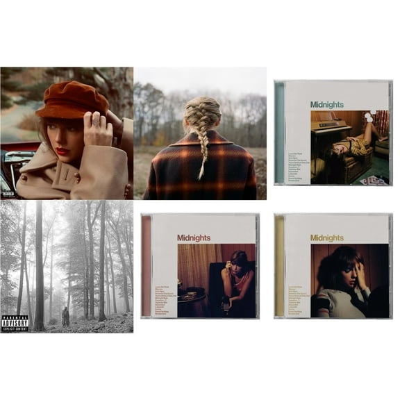 Red (Taylor's Version) (X) (2CD) & Evermore (X) & Midnights (X) (Jade Green CD) & Folklore (X) & Midnights (X) (Blood Moon CD) & Midnights (X) (Mahogany CD)