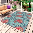 thumbnail image 1 of Red Teal Boho Botanical Outdoor Rug for Patio/Deck/Porch, Non-Slip Large Area Rug 3 x 5 Ft, Southwestern Retro Ethnic Tribal Indoor Outdoor Rugs Washable Area Rugs, Camping Rug Carpet Runner, 1 of 8