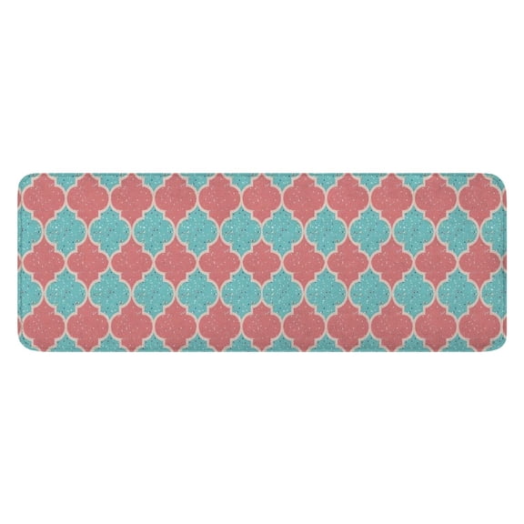 Red Teal Checkerboard Checkered Pattern Kitchen Rug Mat,Kitchen Runner Rugs Non Skid Washable,Decorative Kitchen Floor Mats for Kitchen,Sink,Laundry,17"x47.2"