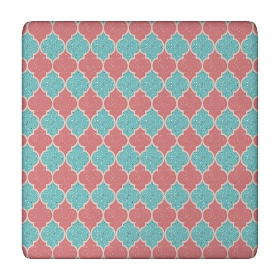 Red Teal Checkerboard Checkered Pattern Square Fitted Tablecloth with Elastic Edge,Square Table Cover,Washable Elastic Table Cover for Home Kitchen Party Decor 34"x34"