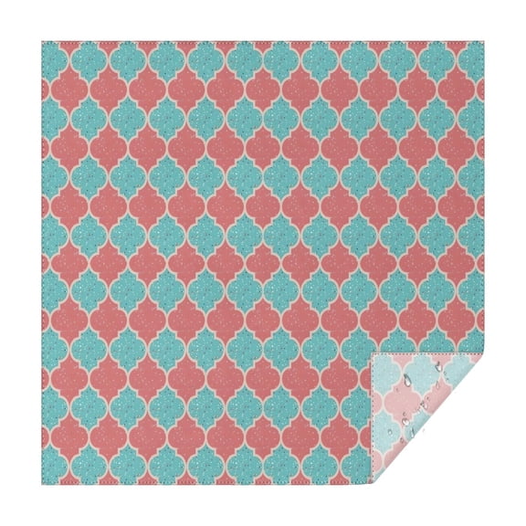 Red Teal Checkerboard Checkered Pattern Square Tablecloth,Waterproof Square Table Cover,Wipeable Spillproof Washable Table Cover for Home Kitchen Party Decor 42"X42"(107x107cm)