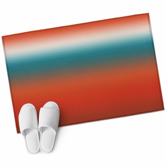 Red Teal Ombre Bathroom Rug Washable 2x3 Entryway Rug Non Slip Modern Gradient Abstract Art Front Door Mat Low Pile Indoor Doormat Throw Floor Carpet for Kitchen Bedroom Entrance