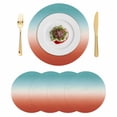 thumbnail image 1 of Red Teal Ombre Round 13 Inch Placemats Set of 4, Contemporary Abstract Gradient HeatResistant Non Slip Place Mats for Dining Table, Wipeable Braided Kitchen Table Mats for Housewarming, 1 of 9