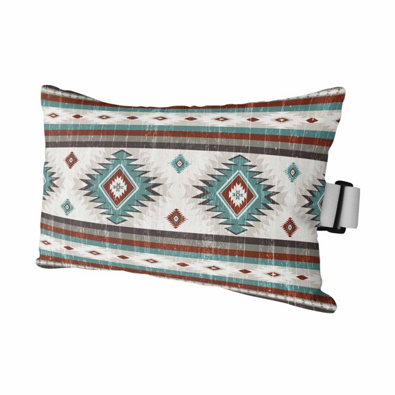 Red Teal Outdoor Chaise Lounge Pillows Southwestern Native Aztec Ethnic Style Geometric Lumbar Pillows with Insert Adjustable Elastic Strap Headrest Pillow for Recliner Patio Chair 1 Pack 11x16 Inch