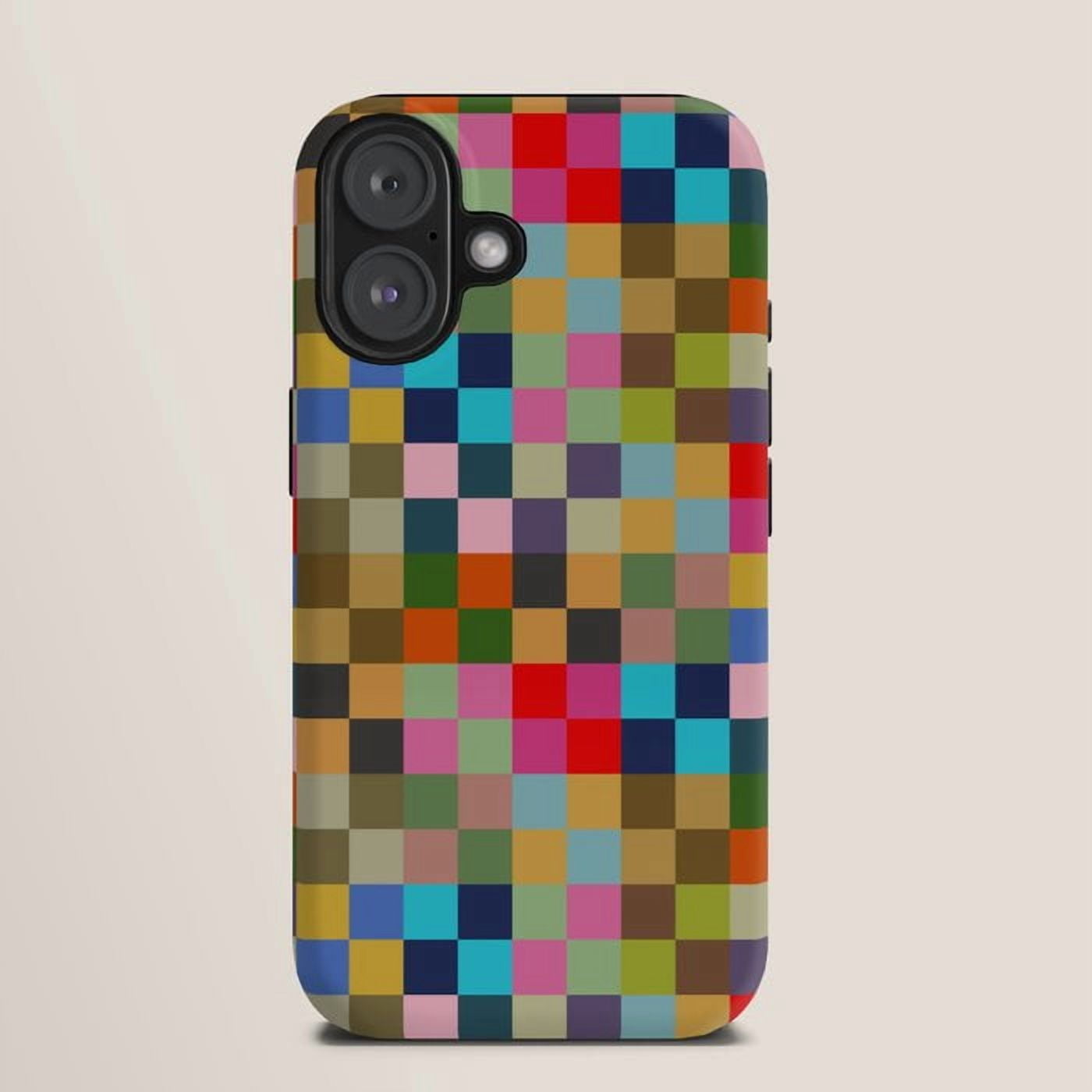 Red, Teal, Pink and Olive Pixel Mosaic Tough Case for Apple iPhone ...